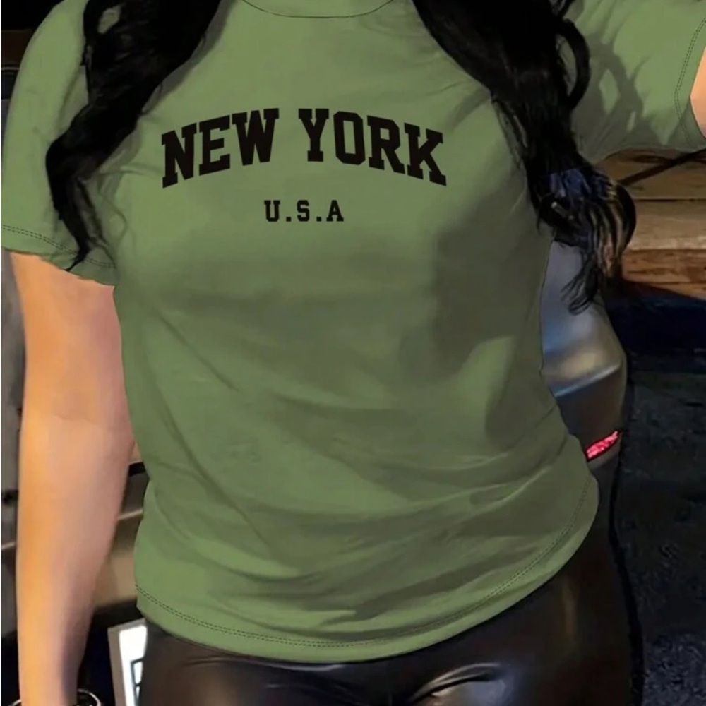 Green New York Graphic Tee